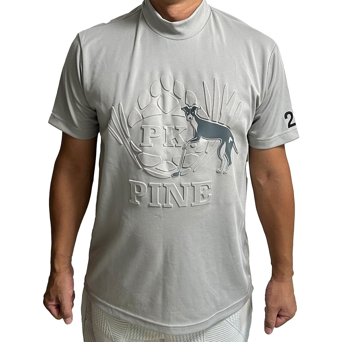 [PK. PINE] Golf T-shirt, Sweat T-shirt, Golf Wear, Mock Neck, Short Sleeve, Men's, Absorbent, Quick Drying, Used by Former Professional Baseball Players