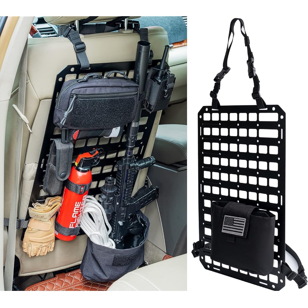 TACNEX rigidity MOLLE Panel Vehicle Sheet Back Organizer Aluminum Allenting Plate Automatic Modular Storage Patrol Car Gear EDC Pouch Horster Hol Star Bag Mount Platform