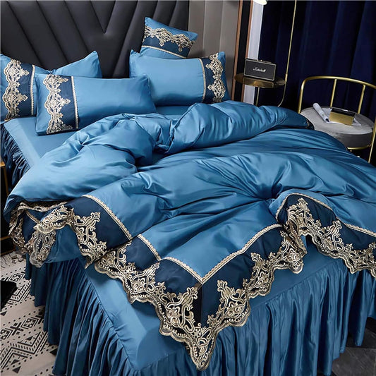Duvet Cover, Bedding Cover Set, Bed Skirt, 4 Piece Set, Fitted Sheet, Lace, Duvet Cover, Scandinavian Single, Bed Cover, Duvet Cover, Night Sweat Absorption, Breathable, High Quality Cotton, Bedding Cover, Replaceable, Smooth, Soft, Glossy, All Seasons