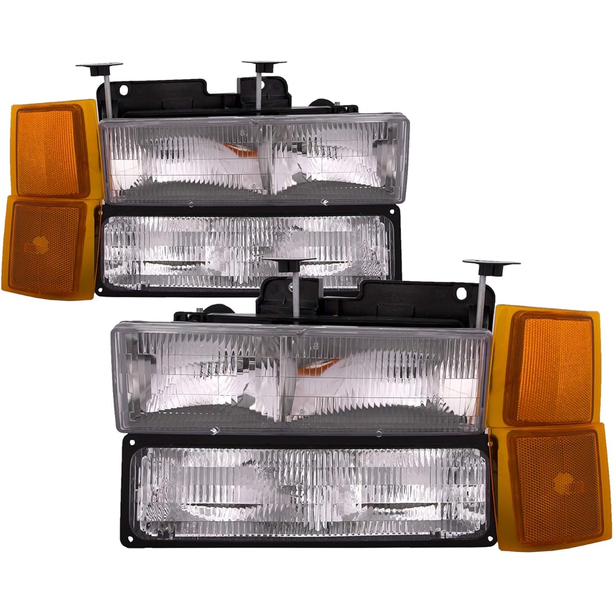 HEADLIGHTSDEPOT Chrome Halogen Head Light Chevrolet Blazer C/K 1500 2500 3500 Subarban 1500 2500 3500 Taho Compatible Driver and Head Lamp on the passenger side with a signal light