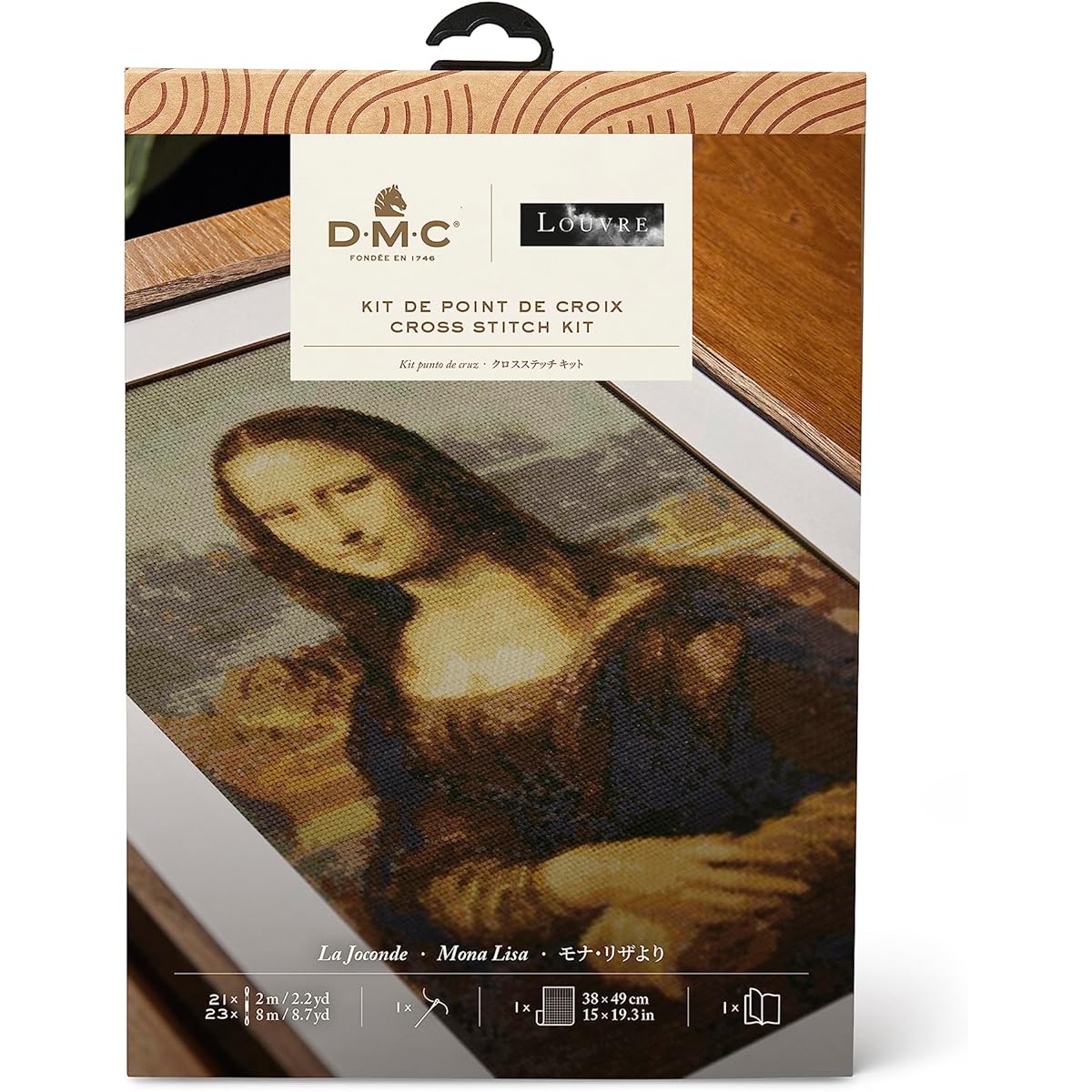 DMC x Louvre Museum Collection Cross Stitch Kit Da Vinci Mona Lisa Finished Size Width 24cm x Height 35.5cm 14 Count Instructions Included BK1970/81