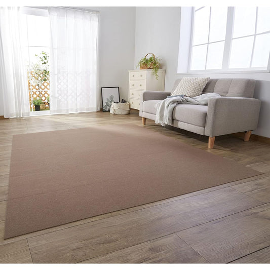 [Made in Japan, Water Repellent, Deodorizing, Washable] Sanko Non-slip Tile Carpet 30 x 30 cm Brown 40 Pieces Flat Type Adsorption Joint Mat KF-13