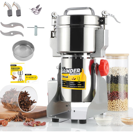 CGOLDENWALL 800g Powder Mill, Electric Grinder, Swing Type, Grain Mill, Fine Powder in 1 Minute, High Power, Stops Work When the Lid is Opened, Safety, Grain/Herbal Medicine/Spice/Kohi Bean, Dry Ingredients Only, Replacement Blades Included