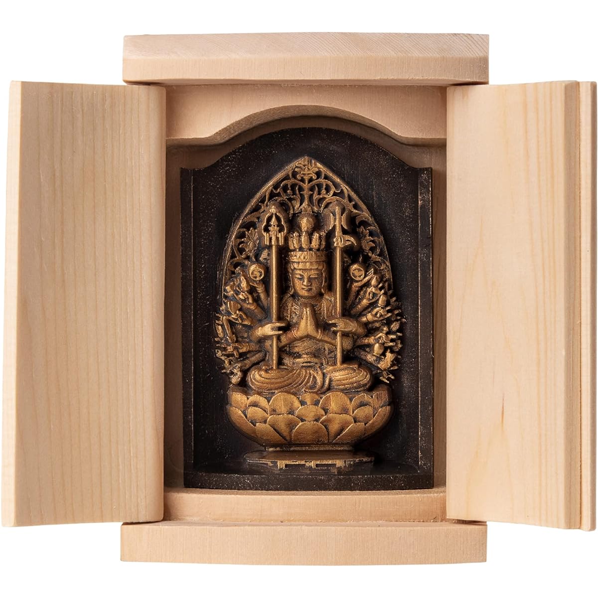 Zeku Senju Kannon Buddha statue with Zushi (golden antique finish) Mount Jyujuin prayer _ Born in the Year of the Rat Twelve Zodiac Amulet Principal Image Zodiac (T00254-A