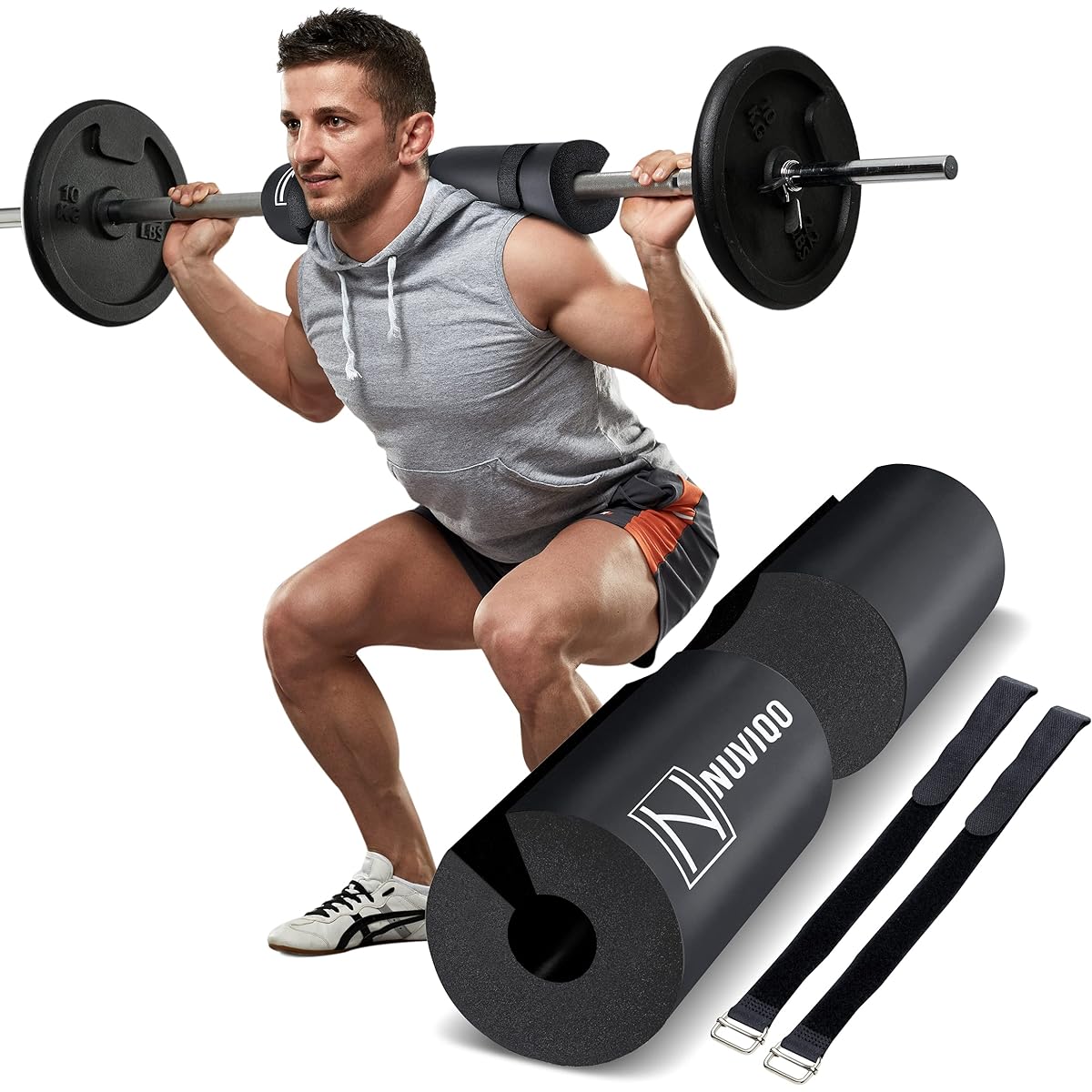 Nuviqo Barbell Pad Squat Pad for Lunges Squats Hip Thrust Foam Sponge Pad Relieve Neck and Shoulders During Training