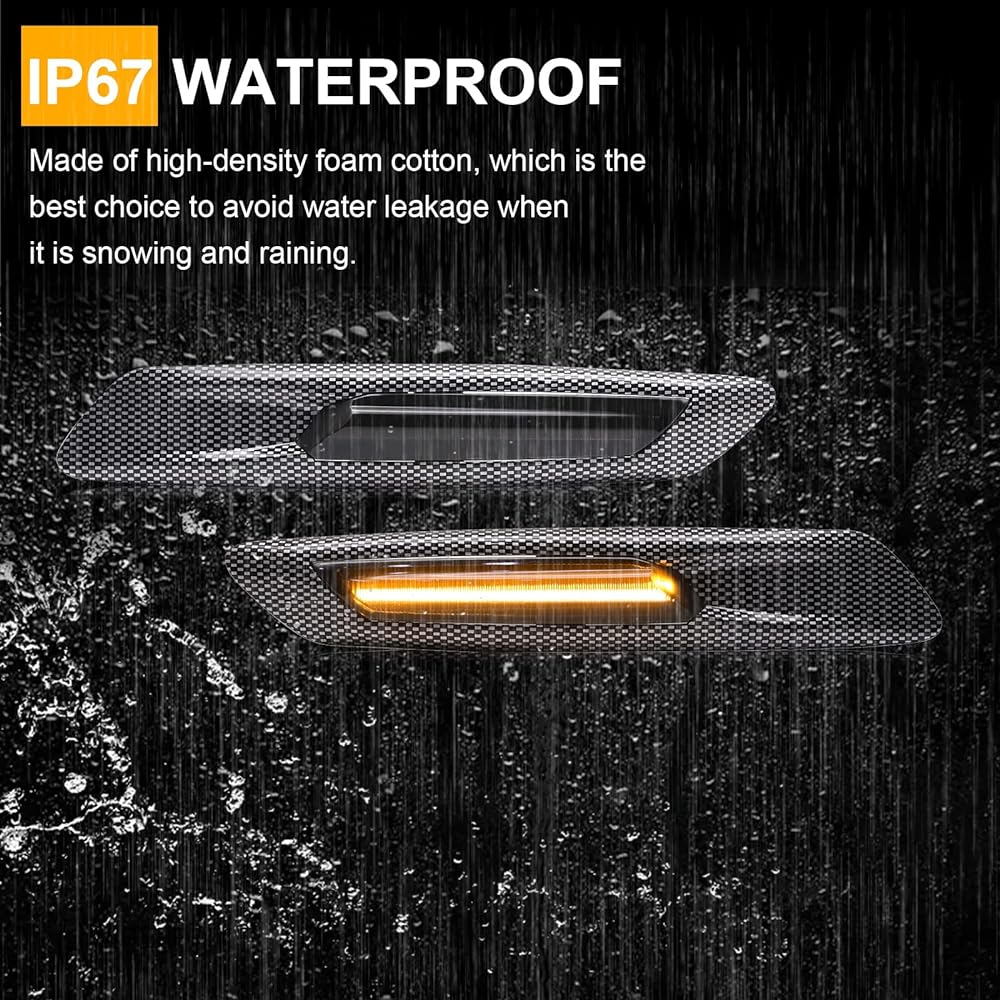 MyNOWAY Front sequential LED Winker light exchange 5 Series F10 F10 F10 F10 F11 LCI 528i 535i 550i Sedan 2010-2013 Switchback Amber Dynamic Indicator Side Marker Lump 3D Carbon