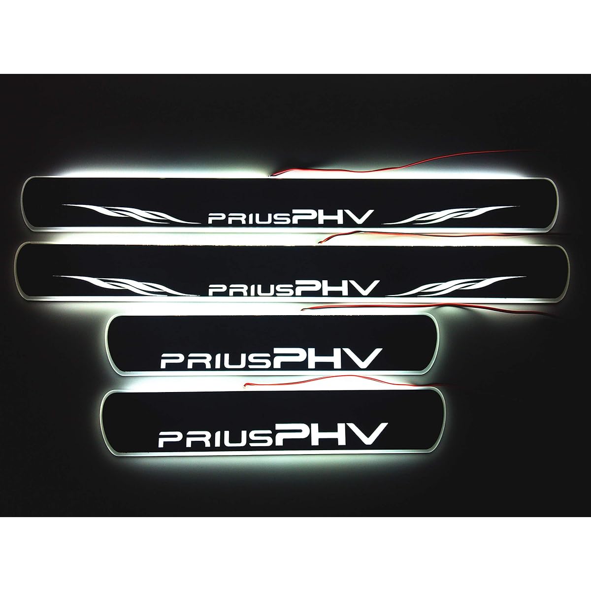 IDHIA Toyota Prius PHV LED Scuff Plate Kicking Plate Side Step Garnish with Illumination Function Black Mirror (White LED)