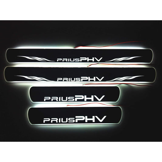 IDHIA Toyota Prius PHV LED Scuff Plate Kicking Plate Side Step Garnish with Illumination Function Black Mirror (White LED)