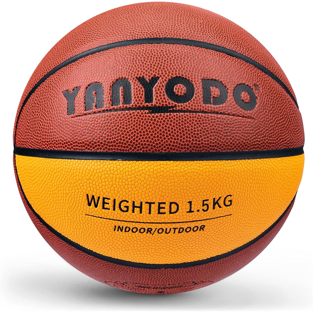 Basketball No. 7 Heavy Ball Basketball Weight Skill Training Outdoor/Indoor Practice PU Leather For Adults/Junior High School Students/College Students Black/Orange Yellow 1.0kg/1.3kg/1.5kg
