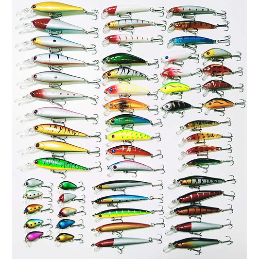 Lanx. Lure Set, 56 Pieces, Fishing Tackle Set, Large Size, River, Sea, Lake, Mountain Stream, Beginner's Fishing, Floating Minnow, Shallow Minnow, Deep Minnow, Sea Bass, Black Bass, Trout, Lure, Sea Fishing, Bass Fishing, Spoon, Blue Fish, Aging, Jigging