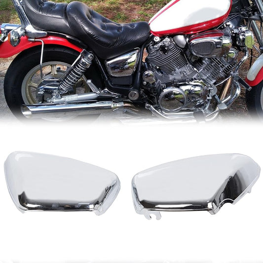 Panel Battery Cover Left Right Replacement 42x-21711 42x-21721 Yamaha 1984-later XV 700 750 1000 1100 Virago Chrome 1 Pair