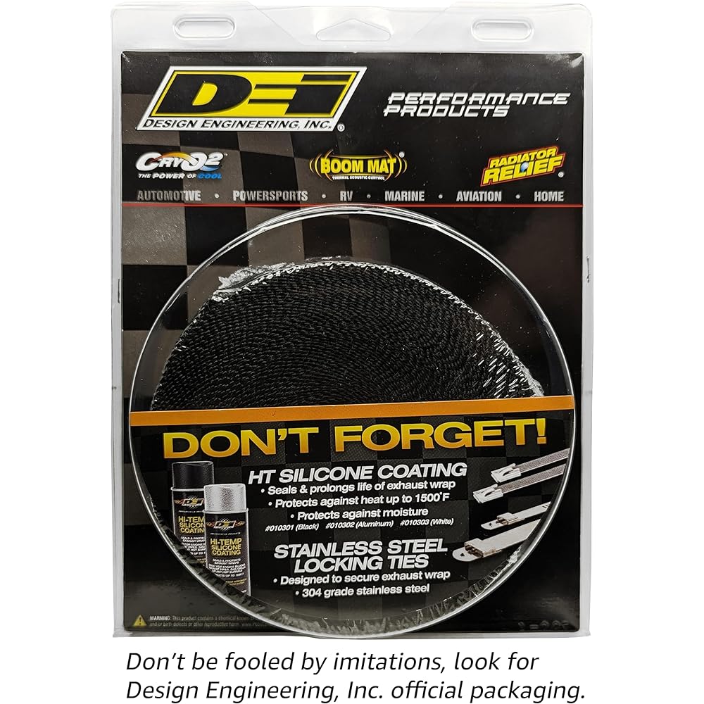 Design engineering black titanium exhaust heat trap with LR technology 2 "x 50 'Roll 010003