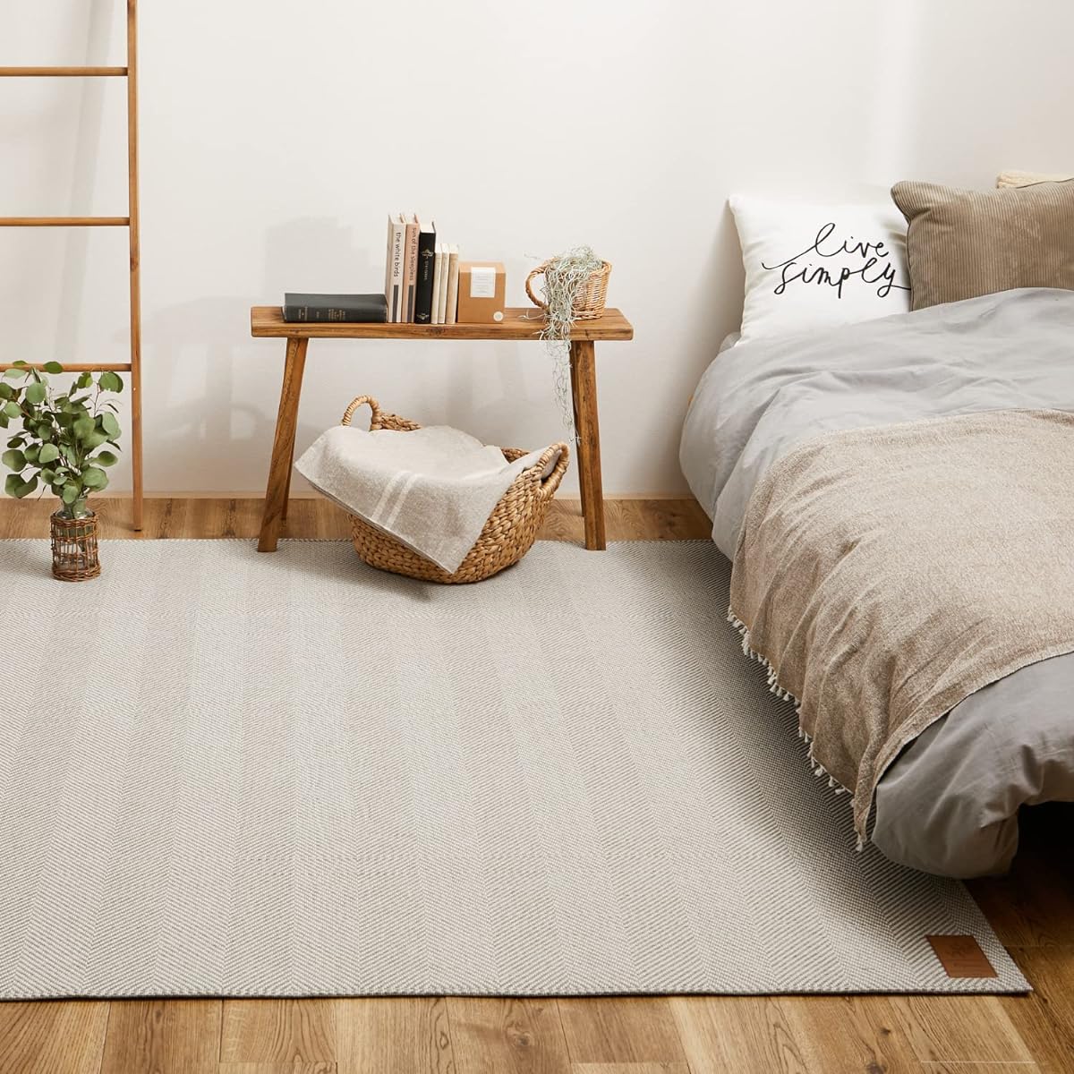 Hagiwara Rug, Gray, Approx. 230 x 230cm "Bona" Herringbone Rug, Washable, Non-Slip Processing, Hot Suitable