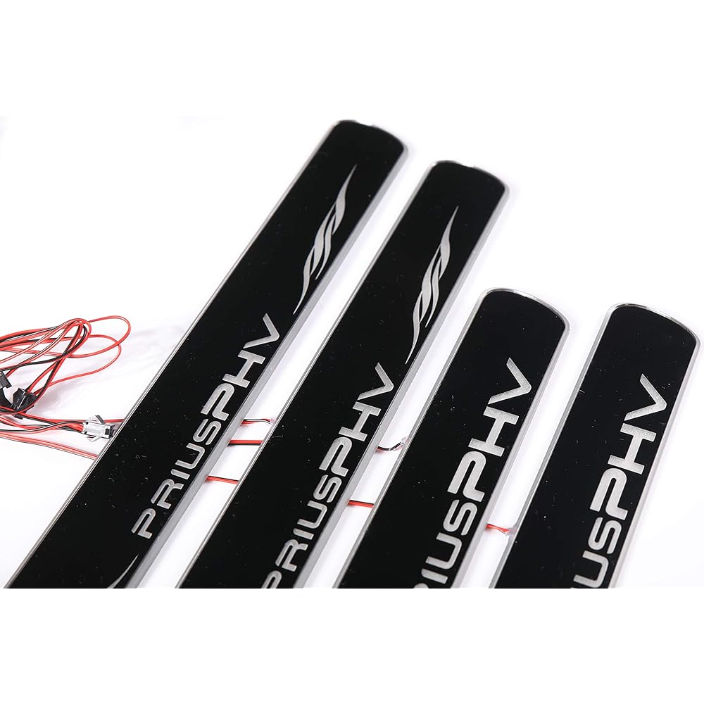 IDHIA Toyota Prius PHV LED Scuff Plate Kicking Plate Side Step Garnish with Illumination Function Black Mirror (White LED)