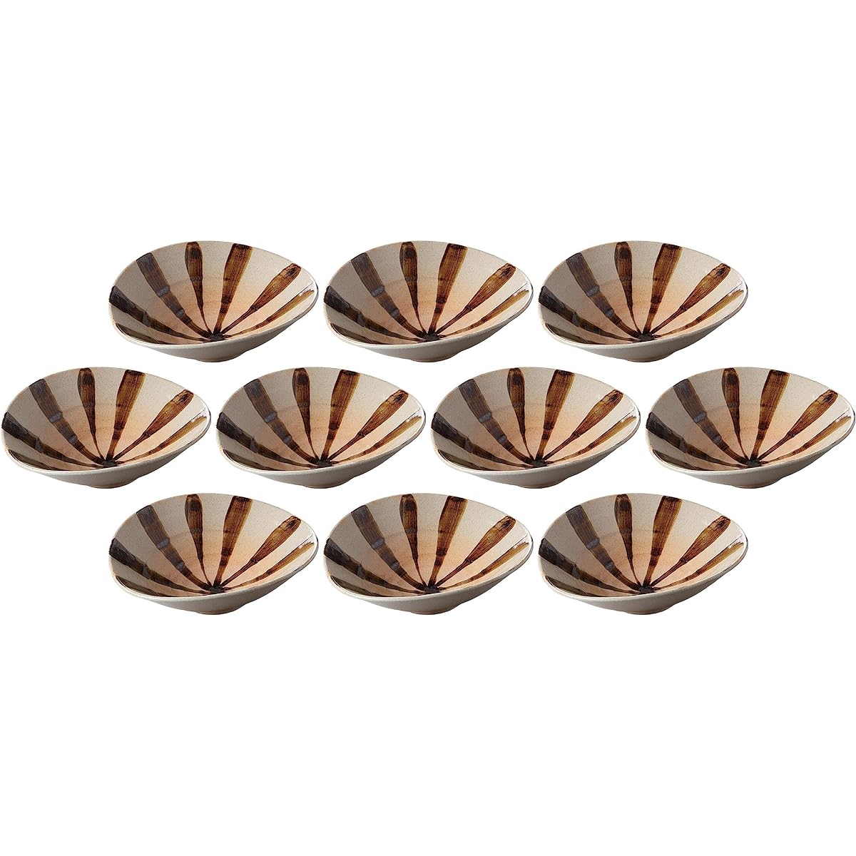 Set of 10 Sabitajukusa deformed bowl (medium) [18 x 16.5 x 6cm] [Medium bowl]