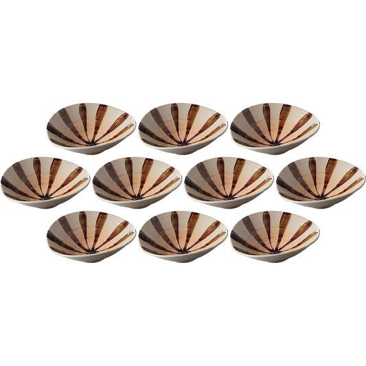 Set of 10 Sabitajukusa deformed bowl (medium) [18 x 16.5 x 6cm] [Medium bowl]