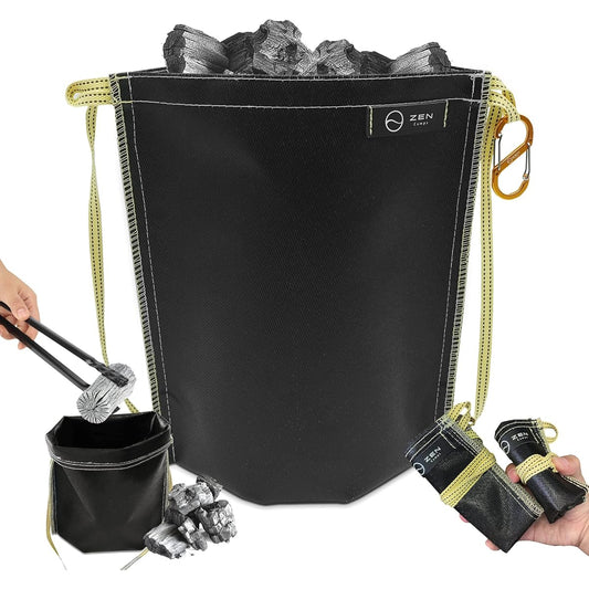 ZEN Camps Fire Extinguishing Bag, Ash Carry, Charcoal Processing Bag, Charcoal Extinguishing Bag, Charcoal Bag, Waterproof, Free Standing, Ash Carry, Camping, Heat Resistant, Flame Retardant, Compact, Large Capacity [Japanese Brand]