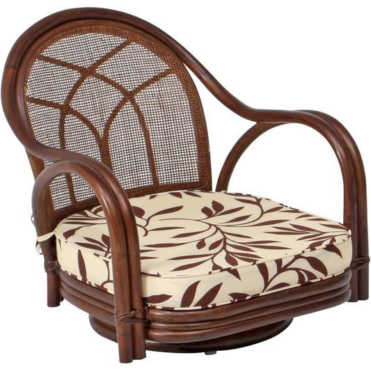 Fuji Boeki Rattan Rotating Chair Low Brown 99207