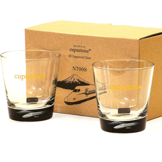 Shinkansen N700S Kappa Stone Glass Clear 3D photo glass visible from the side [3D internal engraving/Patent No. 6083006 Image clear black background/Patent No. 7089258 Made in Japan Gift Anniversary World's first! (2 pieces included)