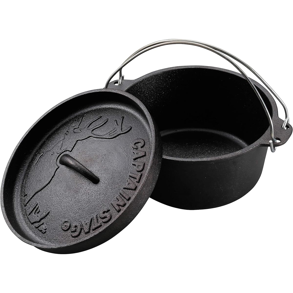 CAPTAIN STAG Camping Barbecue Dutch Oven Cast Iron 22cm No Seasoning Required UG-3061