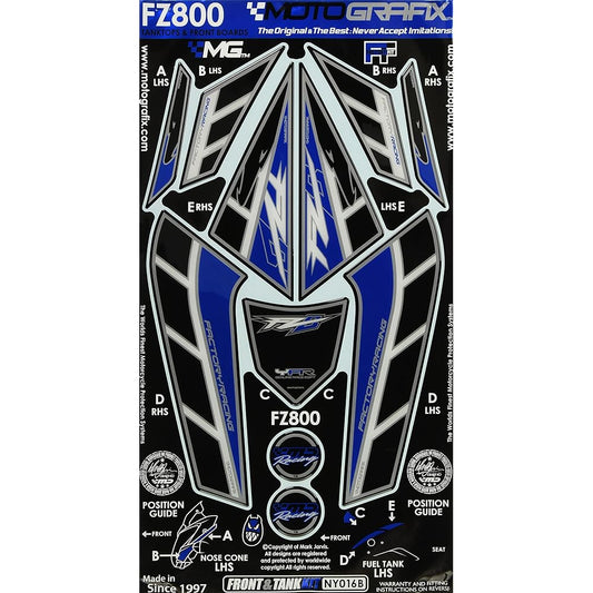 MOTOGRAFIX Body Pad FZ8 10-FRONT Black/Blue/White MT-NY016B