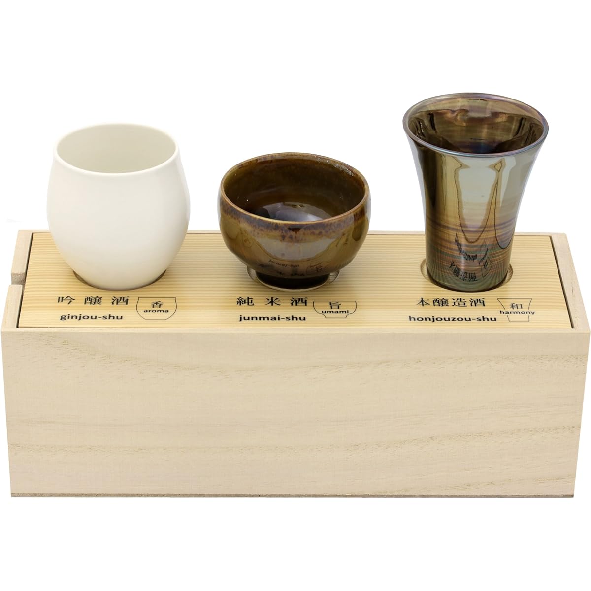 Kanki Kobo Sake Comparison Cup Set (Wooden Box) 62682