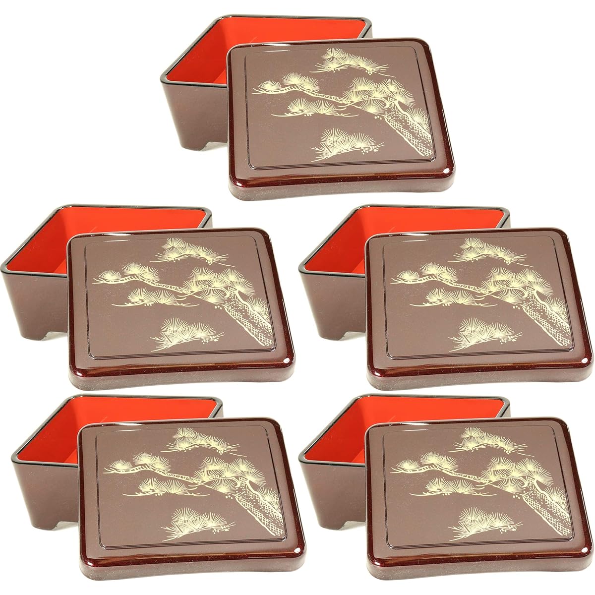 Set of 5 Rice Utensils/Eel [A] Elephant Bowl Jutame Omatsunai Vermilion Paint (Lid Only with Pattern) [16.8 x 14.3 x 7.6cm] [Restaurant, Inn, Japanese tableware, Restaurant, Commercial use, Tableware, Tableware]
