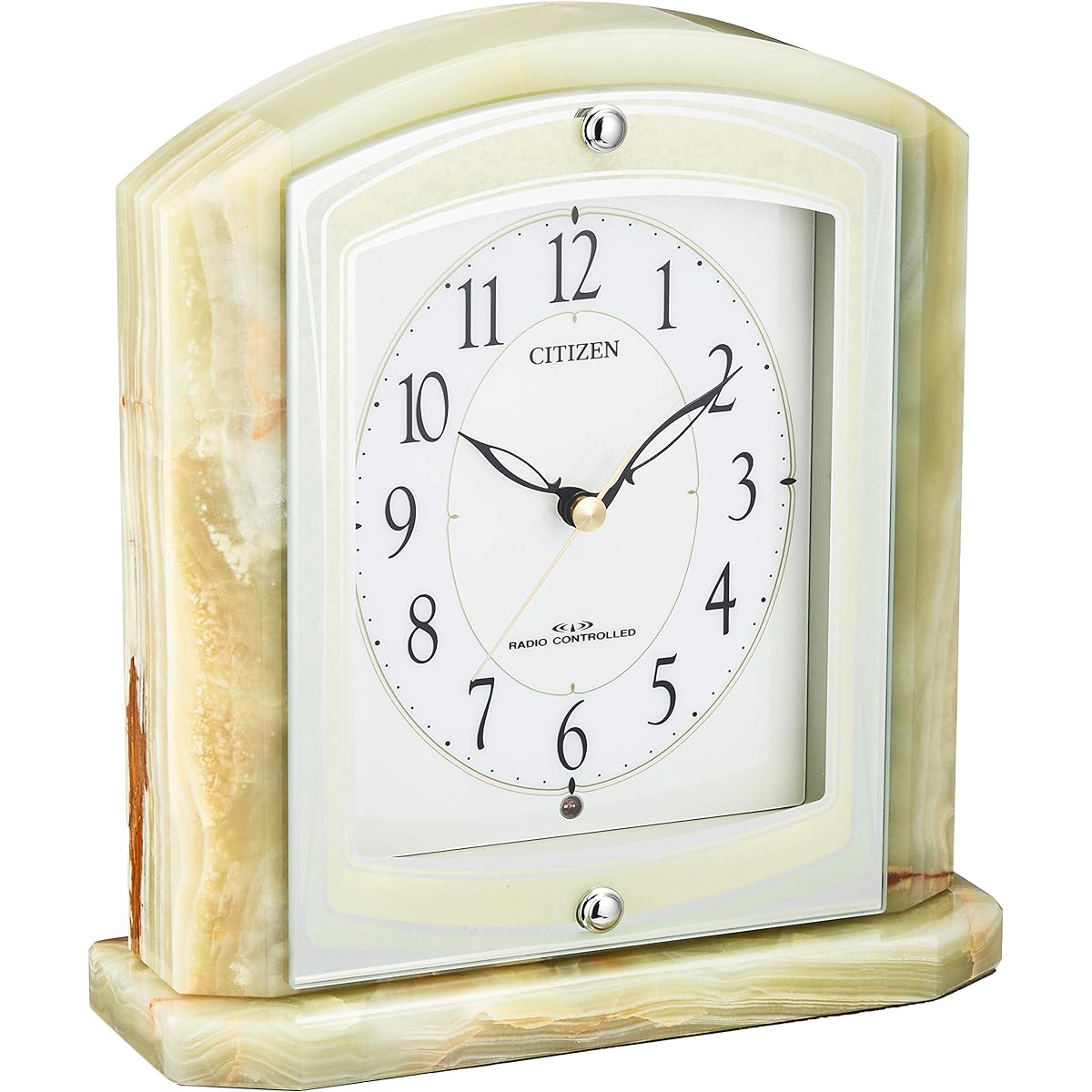 RHYTHM Citizen Table Clock Radio Analog Parlafine R400 Continuous Second Hand Onyx Frame Green CITIZEN 8RY400-005