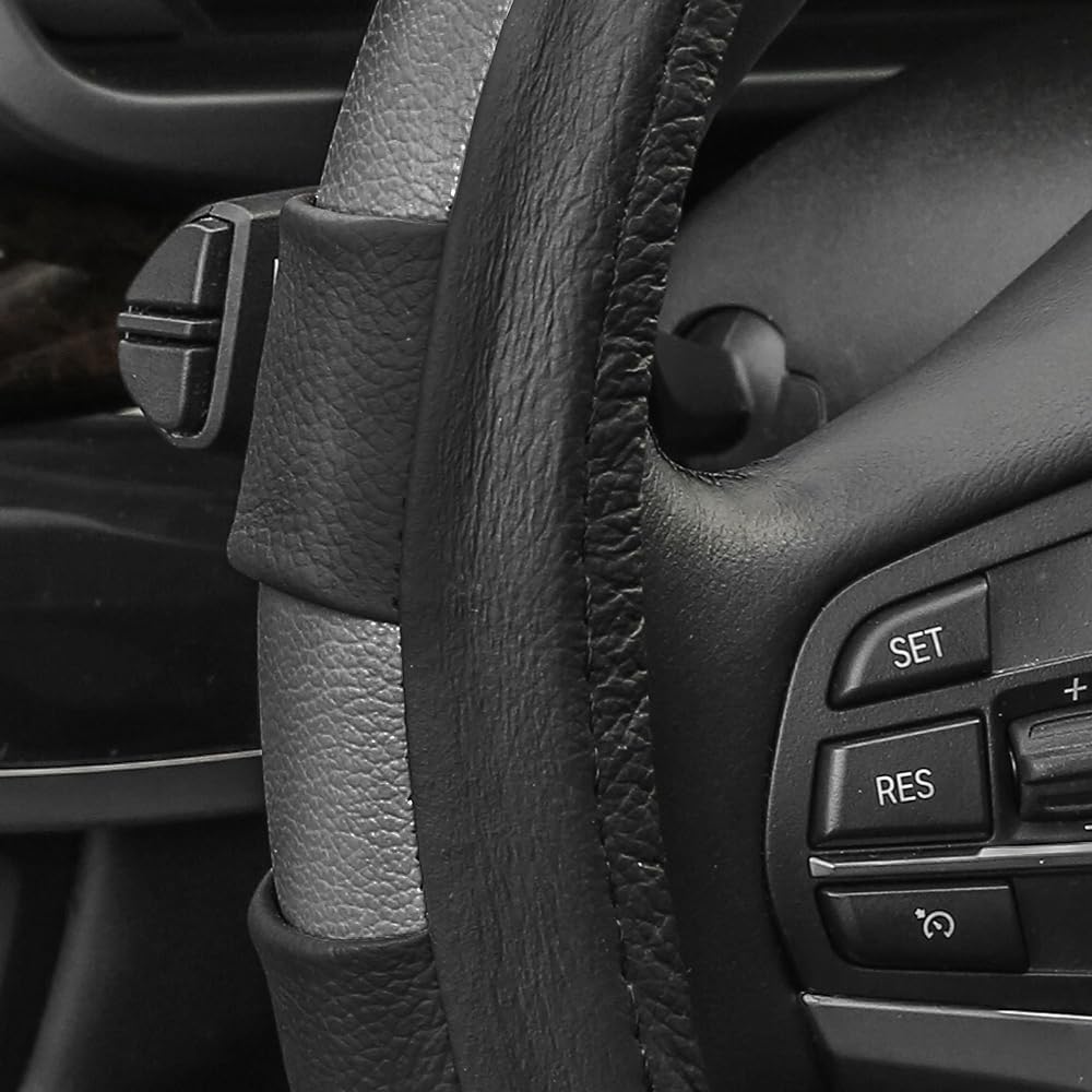 FH GROUP Universal Fit Genuine Leather Sports handle Cover Most car/SUV/Truck gray