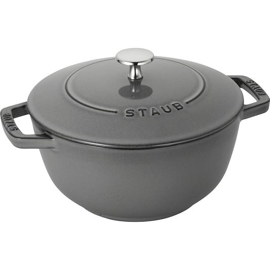 staub "Wanabe Gray L 20cm" Two Hand Cast Enamel Pot Rice Cooker 3 Cups IH Compatible [Authorized Japanese Product] Wa-NABE 40501-010