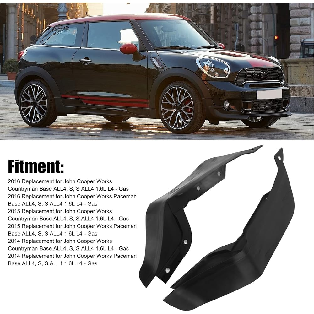 Qiilu Front Bumper Splash Guard Pair Front Bumper Splash Guard Low Pressure Lip 51119802643 Replacement for John Cooper Works Paceman and Countryman Base