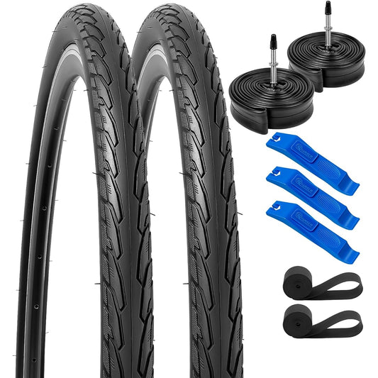Set of 2, 700x38c Tire, 700x38c 40-622 Bicycle Tire + 700x35/43c Tube Presta Valve 48mm + Rim Tape + Tire Lever, Tire 700x38c, Road Bike Tire 700x38c, 700c Tire 38c, Cross Bike Tire 700x38c, W2109