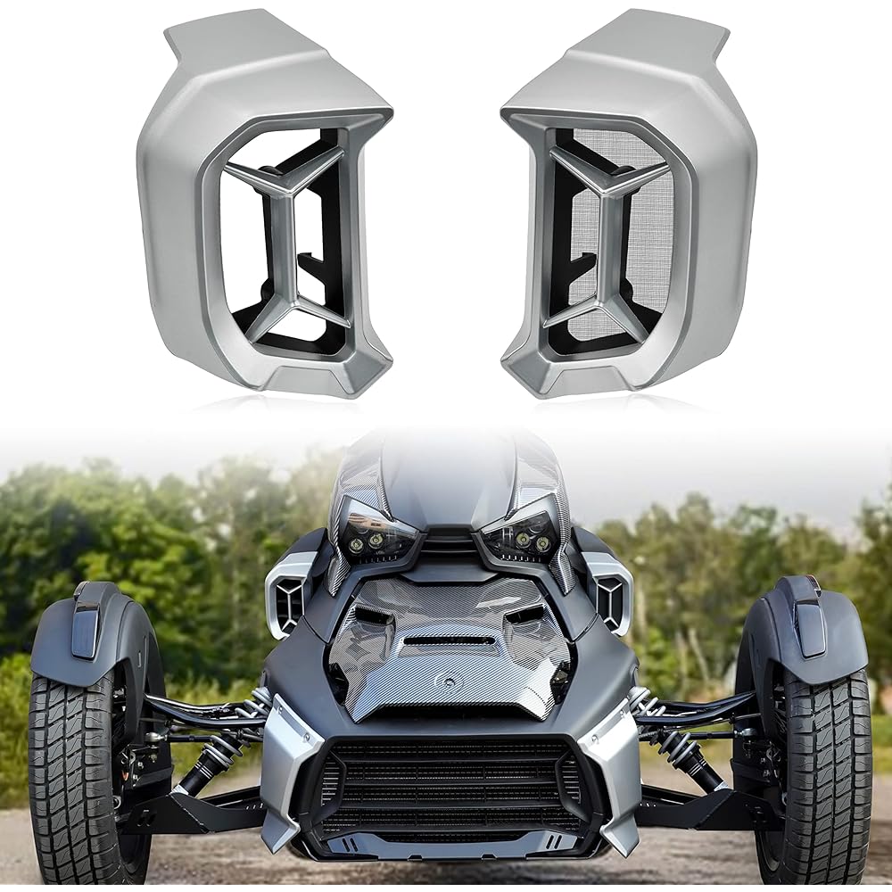 SAUTVS Air Intake Accent with Pre-Filter for Can-Am Ryker Plastic Silver Engine Vent Kit for All Can-Am Ryker Models Accessories (2 Pieces Replaces #219401025)