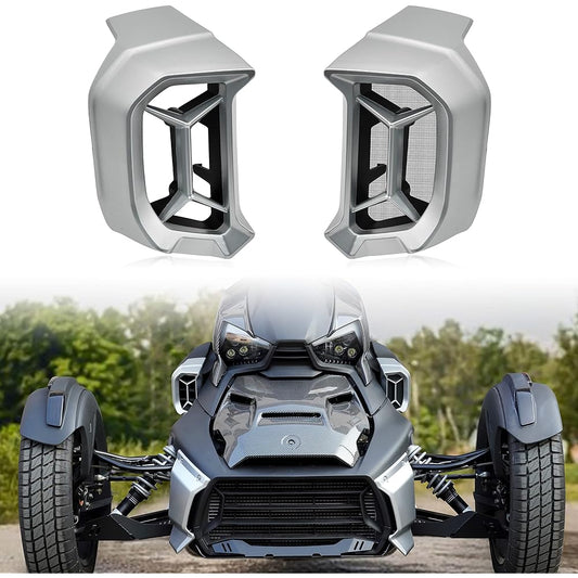 SAUTVS Air Intake Accent with Pre-Filter for Can-Am Ryker Plastic Silver Engine Vent Kit for All Can-Am Ryker Models Accessories (2 Pieces Replaces #219401025)