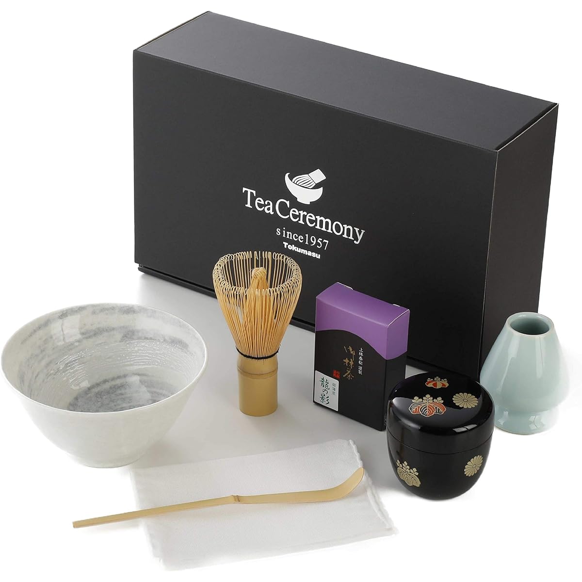 Matcha set, 7-piece set that comes with your choice of matcha tea bowls, tea utensils (brush marks), original box included, medium jujube included, Tokumasu tea utensil specialty store