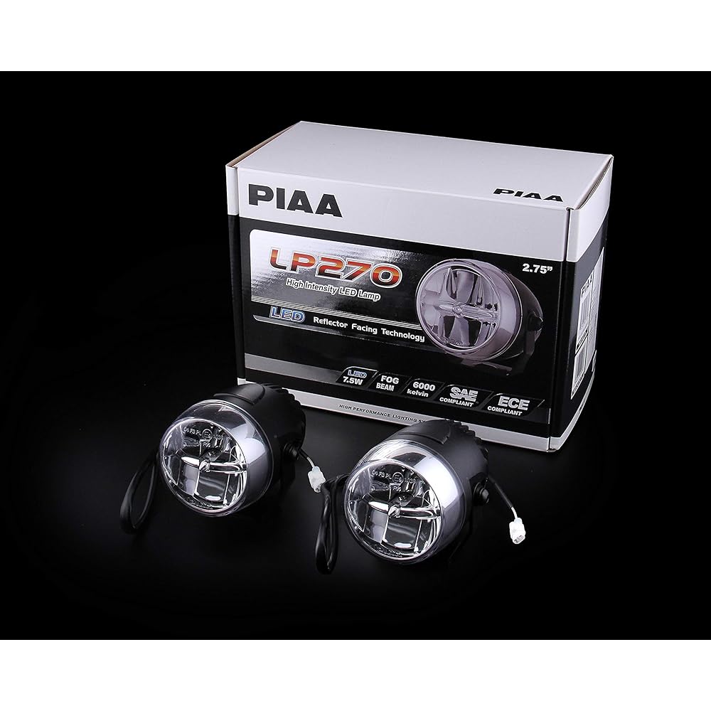 PIAA Retrofit Lamp LED Fog Light Distribution 6000K 4300cd LP270 Series 2 Pieces 12V/7.5W Earthquake Resistant 10G, Waterproof/Dustproof IPX7 Compliant ECE, SAE Standards Compliant DK277X