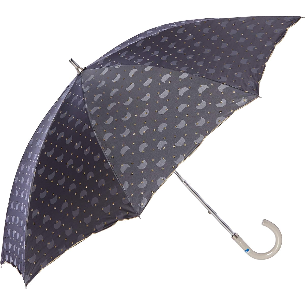 [Moonbat] Long Umbrella PAUL & JOE (Paul & Joe) Cat Embroidery Parasol Short Umbrella Parasol Sun and Rain Umbrella Heat Shielding Logo Dot Cat Fashionable Cute Women's Black Rib Length: Approx. 50cm