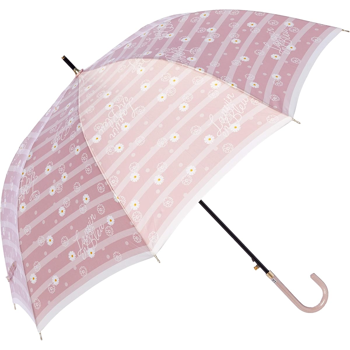 [Lanvin on Blue] Umbrella, Women's Umbrella, Jump, Windproof Specifications, Margaret Border Pattern, Glass Fiber Specifications, Women's, Pink, Japan, Rib Length: 60cm, Total Length: Approx. 81cm, Diameter: Approx. 96cm, Weight: Approx. 325g (FREE Size)