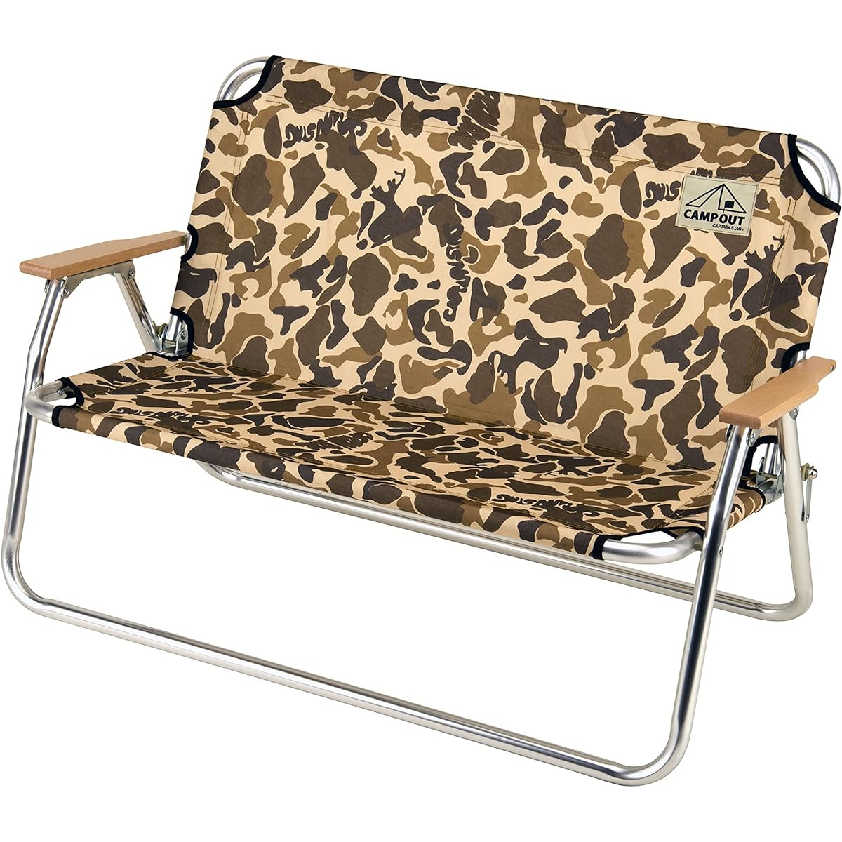 CAPTAIN STAG Bench Camp Out Aluminum Back Bench Camouflage