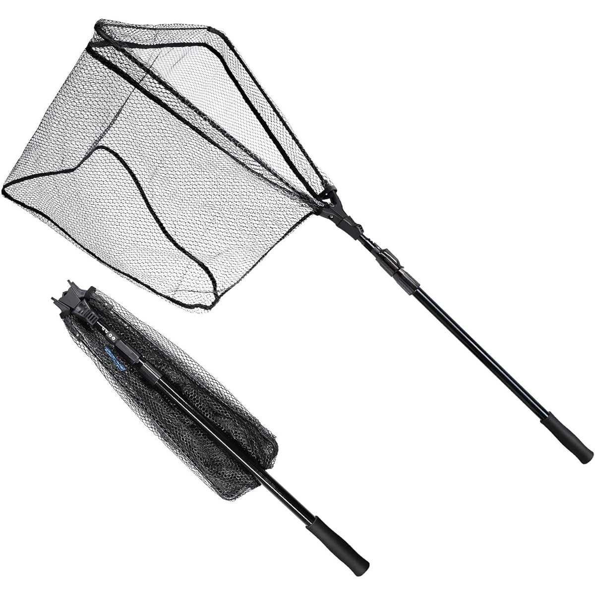 SANLIKE Collapsible Net, Foldable, Rough Net, Rough Net, One Touch Net, Extendable, 3 Levels, Adjustable, Fishing Net, Scooping Net, Landing Net, Lightweight, Rubber Coated Net, Glass Fiber Handle, Suitable for Freshwater and Saltwater, Compact, Triangul