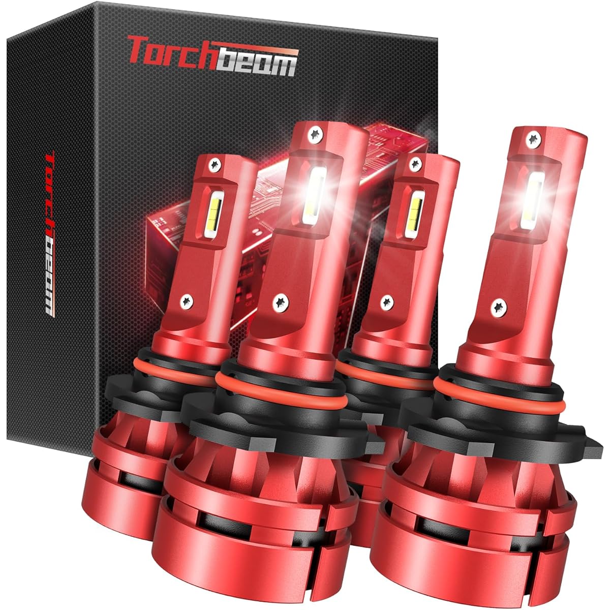 Torchbeam T2 9005 9006 LED Headlight Bulb Kit, 16000 Lumens, 6500K, Cool White, High Beam, Low Beam, 400% Bright, Compact Design, Replacement Bulbs, Pack of 4