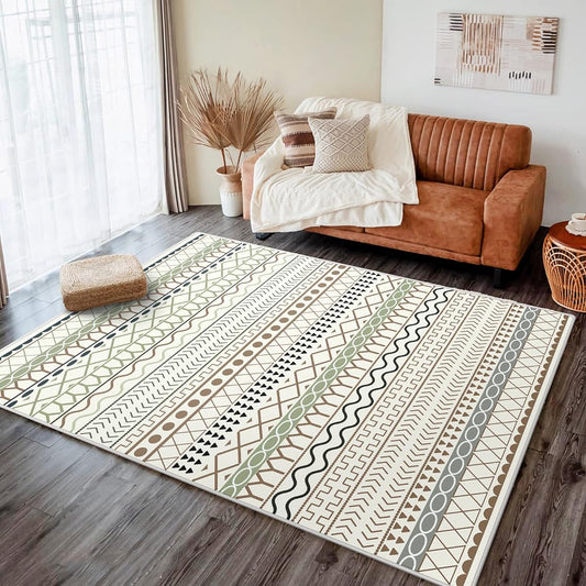 Rug Carpet Washable Rug Mat Popular: Stylish Scandinavian Rug Flannel Fluffy Thick Memory Foam Carpet All Season Center Rug Moroccan Interior Rug Living Mat Carhet Rectangular Carpet (190*240cm, Approx. 3 tatami mats, Moroccan style - A)