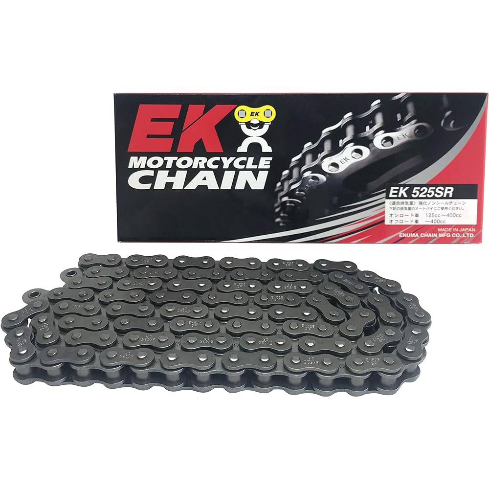 EK Motorcycle Chain 525SR Steel 136L SPJ (Clip Joint) Reinforced Non-Seal
