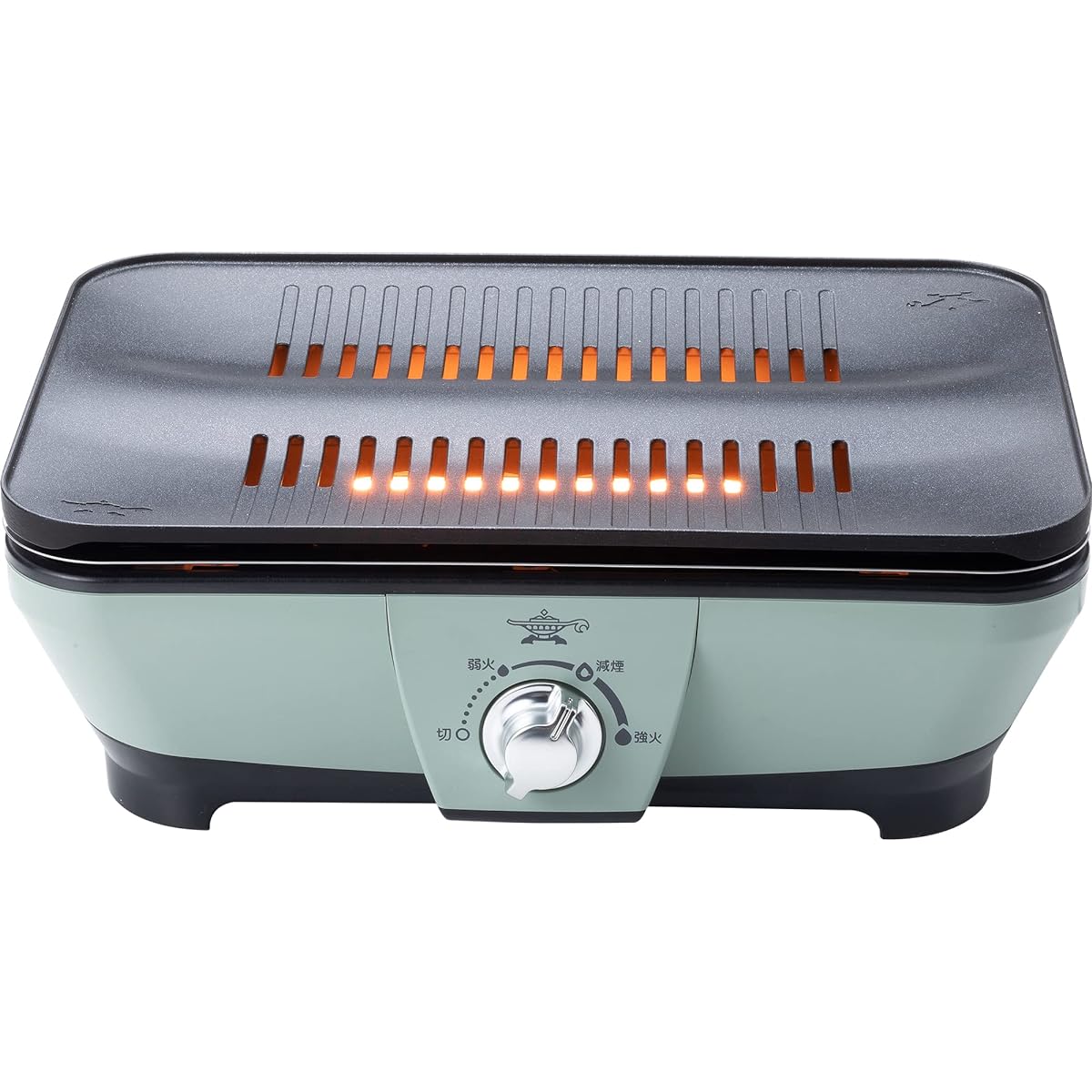 Aladdin Graphite Mini Griller Hot Plate Grill Plate Tabletop 0.2 seconds heat generation Smoke reduction Energy saving [Equipped with far-infrared graphite] Green CAG-MG7A(G)