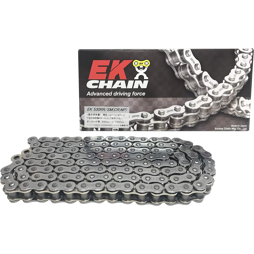 EK Motorcycle Chain 530RR/SM Silver 104L MLJ (Caulking Joint) SX Ring Seal