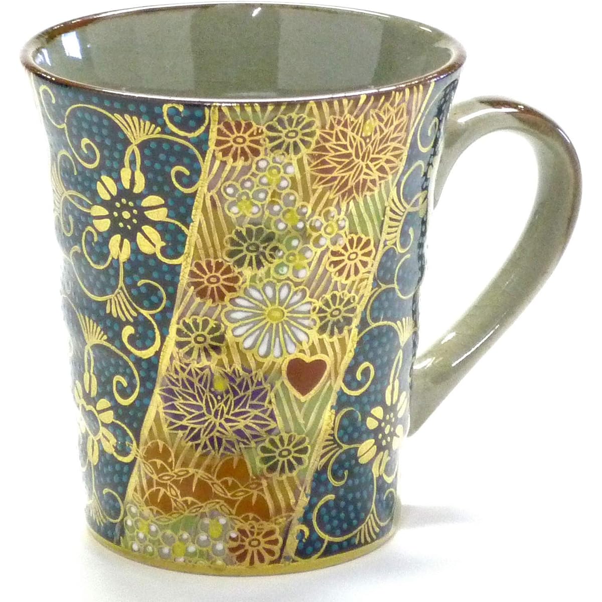 Kutani ware [Mug] Blue grains + gold flowers (masterpiece) [Back picture]