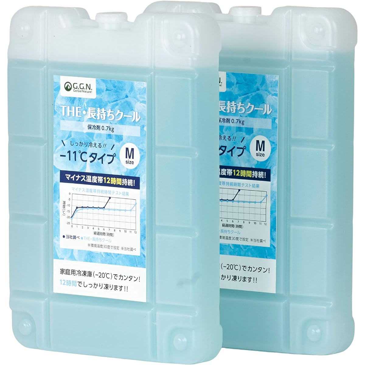G.G.N. -11°C Ice Pack, Cold Pack, 700g, Set of 2, Long Time Cold Preservation, Freeze, Hard, Cold Pack, Long Time, Strong GN02CM019SET, Blue