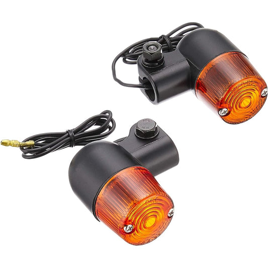 Kijima Motorcycle Motorcycle Parts Small Turn Signal Lamp #680 35φx55mm Aluminum Die Cast General Purpose Black/Amber 2 Pieces 219-5075