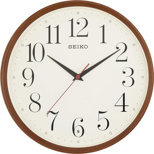 Seiko Clock Wall Clock Natural Radio Analog Dark Brown Wood Grain Pattern KX222B