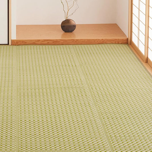 Hagiwara Washable Rush Style Carpet Green Edoma 8 Tatami Approx. 348X352cm "Lewis" Rug Flower Mat Japanese Modern Pet Protection